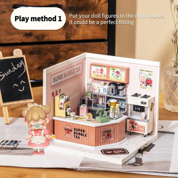 Diy Miniature Dollhouse Kits Super Creator Double Joy Bubble Tea Dw006 Puzzles