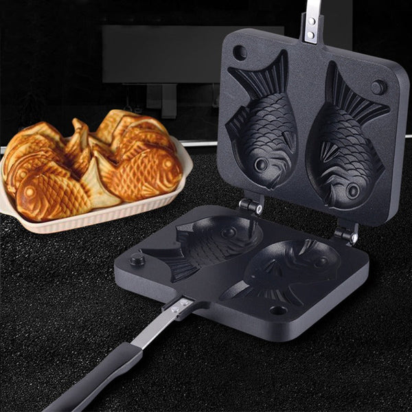 Non Stick Taiyaki Fish Shaped Waffle Frying Pan Maker Food Cooking Baking Mold Waffle Makers