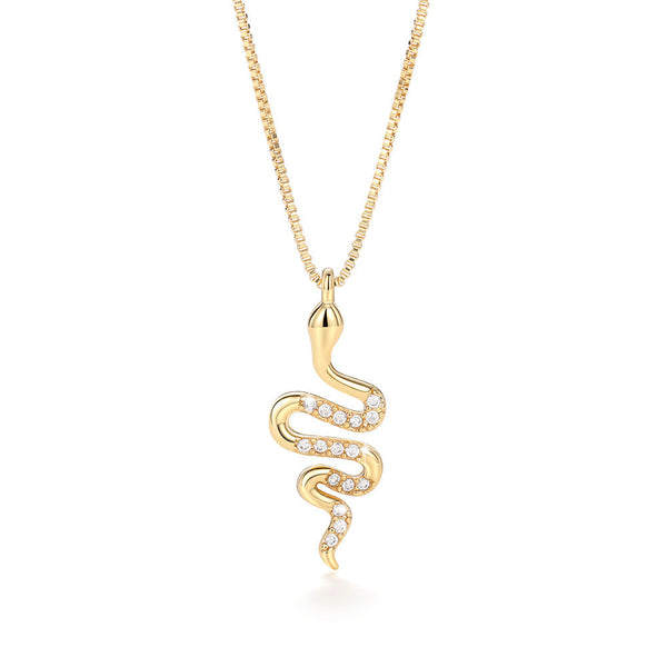Veile Studios Fashion Lady Snake Pendant Necklace With Zirconia Stylish Party Accessories Necklaces & Pendants