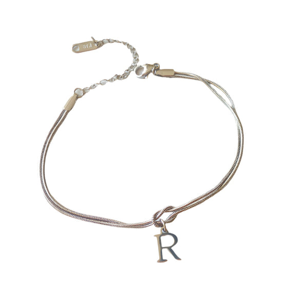 Veile Studios Letter A Z Love Knot For Women Couple Gold Colour Dainty Snake Chain Bracelets