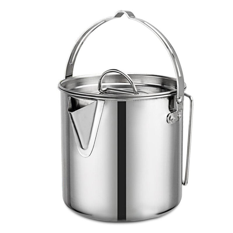 1.2L Outdoor Stainless Steel Kettle Climbing Teapot Portable Hanging Cooker Picnic Pot Camping Cookware