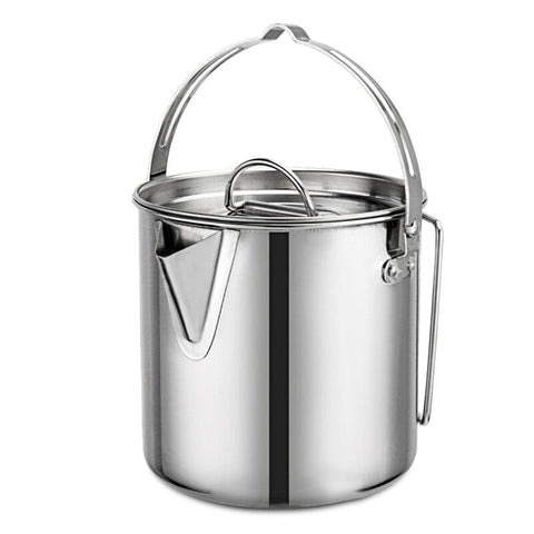1.2L Outdoor Stainless Steel Kettle Climbing Teapot Portable Hanging Cooker Picnic Pot Camping Cookware