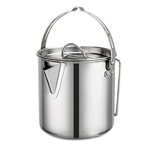 1.2L Outdoor Stainless Steel Kettle Climbing Teapot Portable Hanging Cooker Picnic Pot