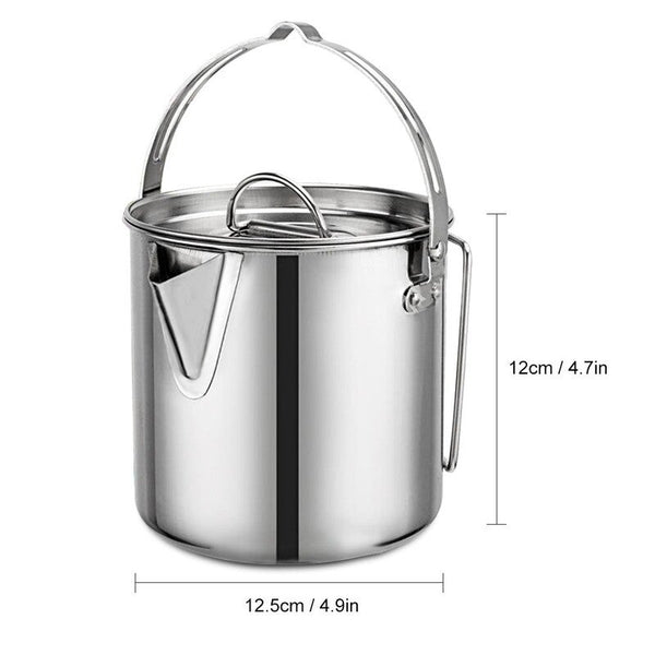 1.2L Outdoor Stainless Steel Kettle Climbing Teapot Portable Hanging Cooker Picnic Pot Camping Cookware