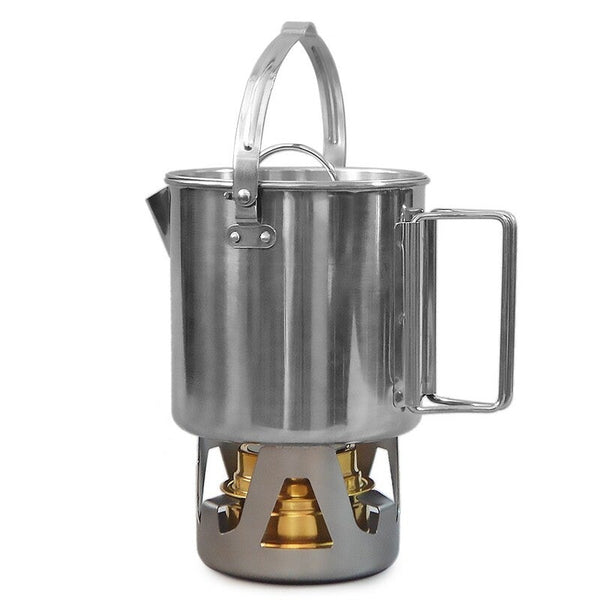 1.2L Outdoor Stainless Steel Kettle Climbing Teapot Portable Hanging Cooker Picnic Pot Camping Cookware