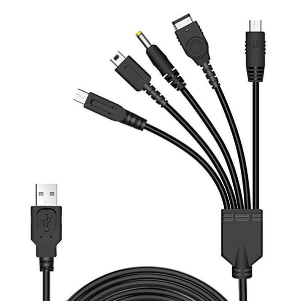 Gaming Consoles 1.2M Charging Cable 5 In Usb Charger Multi Function Game Cord Compatible For Nintendo Nds Lite / Wii New 3Ds Xl Ll 2Ds Gba Sp Psp Cabl