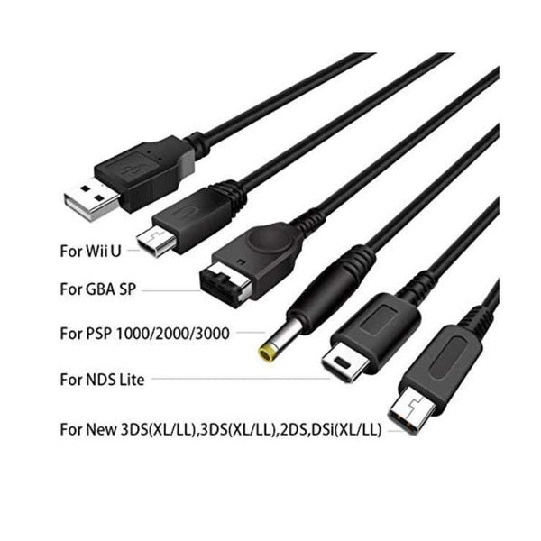 Gaming Consoles 1.2M Charging Cable 5 In Usb Charger Multi Function Game Cord Compatible For Nintendo Nds Lite / Wii New 3Ds Xl Ll 2Ds Gba Sp Psp Cabl