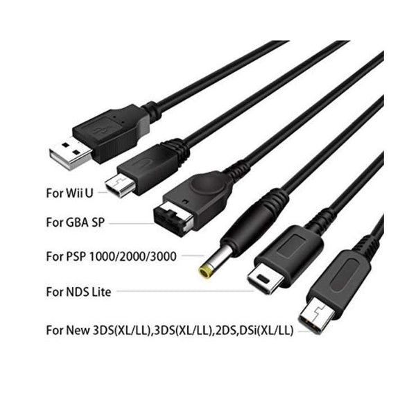 Gaming Consoles 1.2M Charging Cable 5 In Usb Charger Multi Function Game Cord Compatible For Nintendo Nds Lite / Wii New 3Ds Xl Ll 2Ds Gba Sp Psp