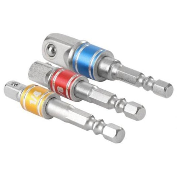 1 / 4 3 8 2 Inch Socket Adapter Set Driver Extension 3Pcs Hex Shank Multi Drill Bits