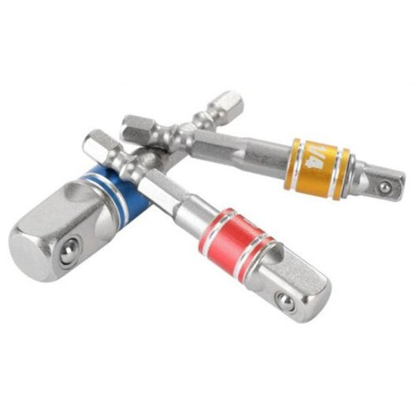 1 / 4 3 8 2 Inch Socket Adapter Set Driver Extension 3Pcs Hex Shank Multi Drill Bits