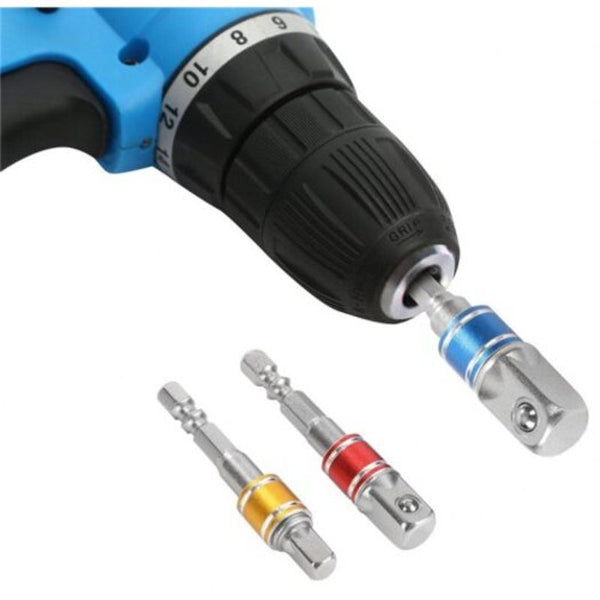 1 / 4 3 8 2 Inch Socket Adapter Set Driver Extension 3Pcs Hex Shank Multi Drill Bits