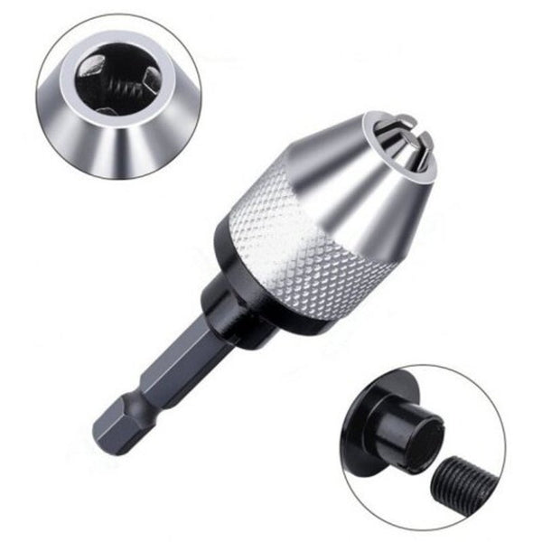 1 / 4 Inch Hex Shank Keyless Drill Chuck Quick Change Adapter Converter 0.3 6.5Mm Silver Drill Bits
