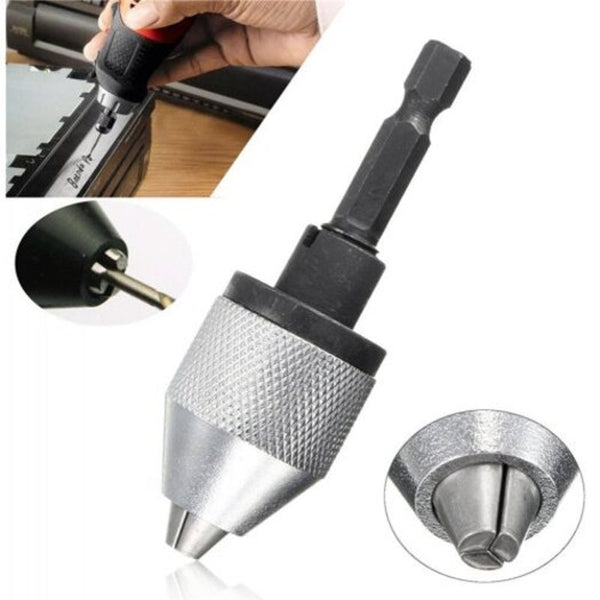 1 / 4 Inch Hex Shank Keyless Drill Chuck Quick Change Adapter Converter 0.3 6.5Mm Silver Drill Bits