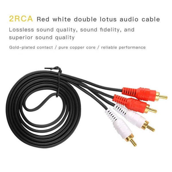 1.5 Meter Gold Plated Rca Audio Cable 2 Male To Av For Dvd Tv Cd Sound Amplifier Black