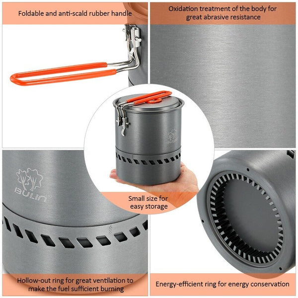 1.5L Outdoor Cook Pot Cooking Equipment Tools Portable Hiking Camping Picnic Backpacking Mountaineering Cookware Camping Cookware