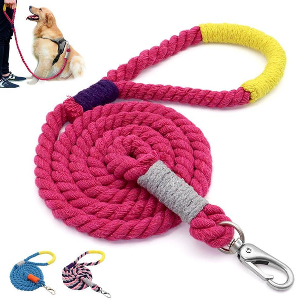 1.6 Metre Vibrant Rope Dog Leashes Leads & Head Collars