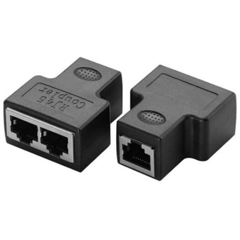 1 In 2 Rj45 Ethernet Adapter Converter Splitter Black