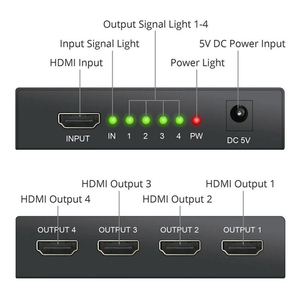 1 In 4 Out Hdmi Splitter X 1.4 Converter Amplifier Hdcp 4K 1080P Dual Display For Hdtv Dvd Ps3 Xbox Splitters & Combiners