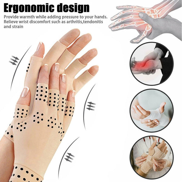 1 Pair Magnetic Fingerless Gloves Anti Arthritis Compression Therapy Joints Gloves & Mittens