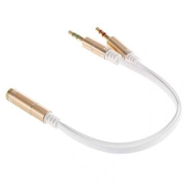 1 To 2 3.5Mm Audio Adapter Cable For Headset / Flat Line Golden Cables & Adapters