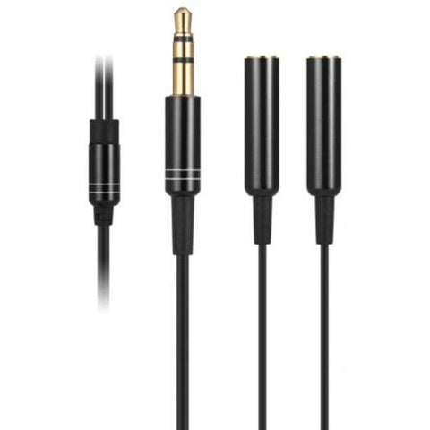 1 To 2 3.5Mm Gold Plated Audio Adapter Cable Black