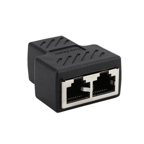 1 To 2 Lan Rj45 Plastic Cover Copper Core Black Connector Network Cable Splitter Extender Plug Adapter