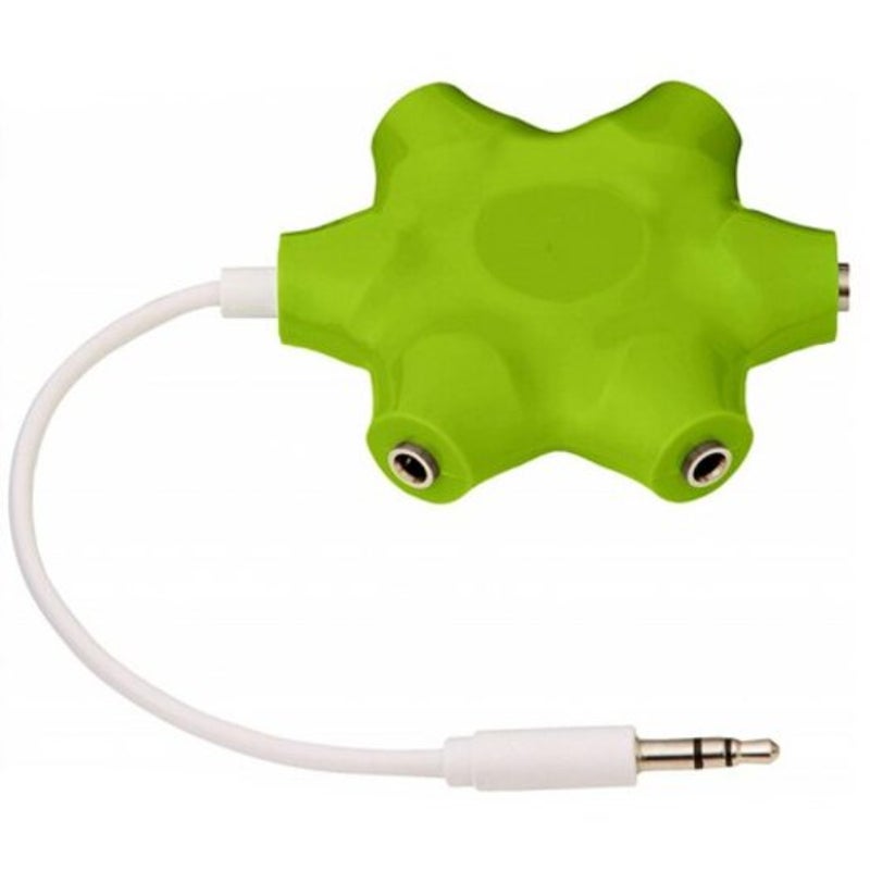 1 To 5 Splitter Stereo Audio Headphones Adapter Green Audio Cables & Adapters