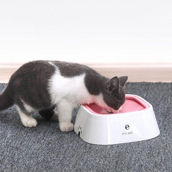 1.5L Pet Water Bowl No Spill Design Slow Drinking Feeder With Non Slip Base Pink Dog Bowls