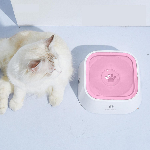 1.5L Pet Water Bowl No Spill Design Slow Drinking Feeder With Non Slip Base Pink Dog Bowls