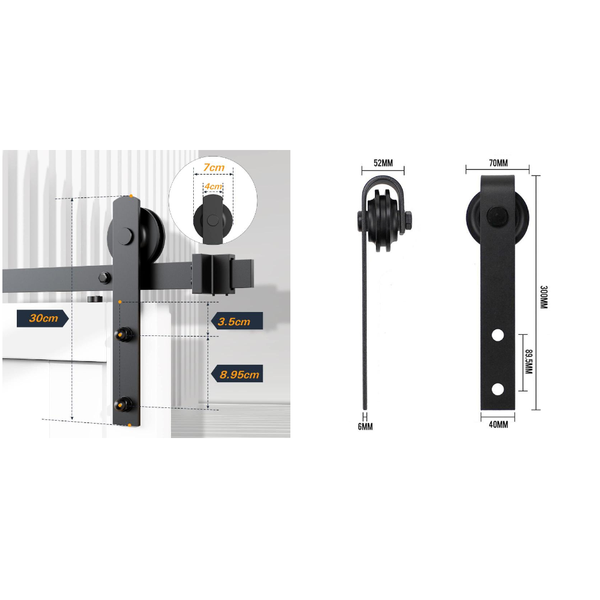 1.8M Heavy Duty Sliding Barn Single Door Hardware Kit Damper Track Rail Roller System Sliding Door Hardware