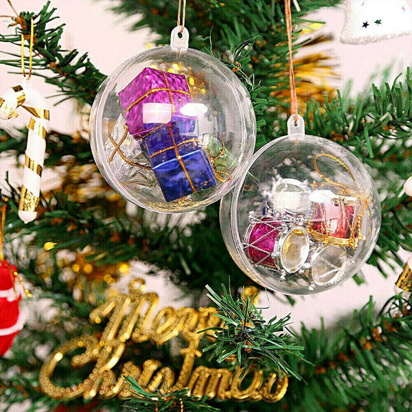 10/30Pcs Diy Fillable Plastic Christmas Ball Clear Xmas Tree Hanging Decor Ornament