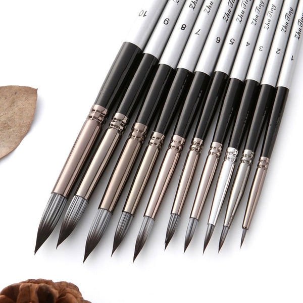 10 Artist Watercolor Painting Brushes Oil Acrylic Flat Tip Kit Pen Brochas Drawing Supplies Hand