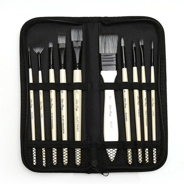 10Pcs Art Paint Brushes Set Includes Carrying Case For Kids Artists Children Artists Brushes