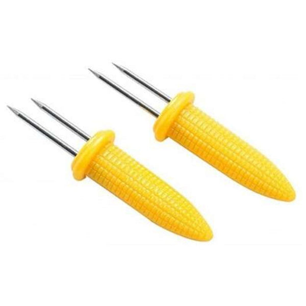 10 Pcs Bbq Corn Holder Fork Multi Function Stainless Steel Barbecue Tool Party Yellow Barbecue Tools