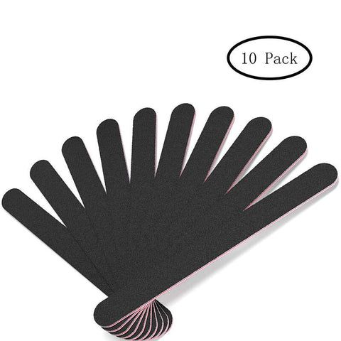 Nail Tools Cuticle Care 10 Pcs File Professional Double Sided 100 / 180 Grit Board Black Pedicure And Buffer