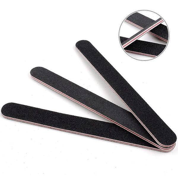 Nail Tools Cuticle Care 10 Pcs File Professional Double Sided 100 / 180 Grit Board Black Pedicure And Buffer