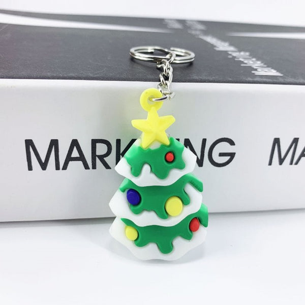 10 Pcs Creative Pvc Silicone Christmas Key Ring Keychain Small Gift Bag Car Pendant Tree