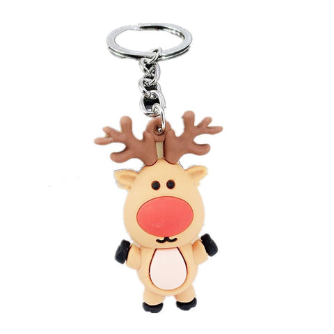 10 Pcs Creative Pvc Silicone Christmas Key Ring Keychain Small Gift Bag Car Pendant Elk A