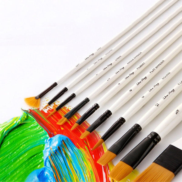 10Pcs/Set Nylon Hair Painting Brush With Canvas Bag And Brushes Art Supplies Artists Brushes