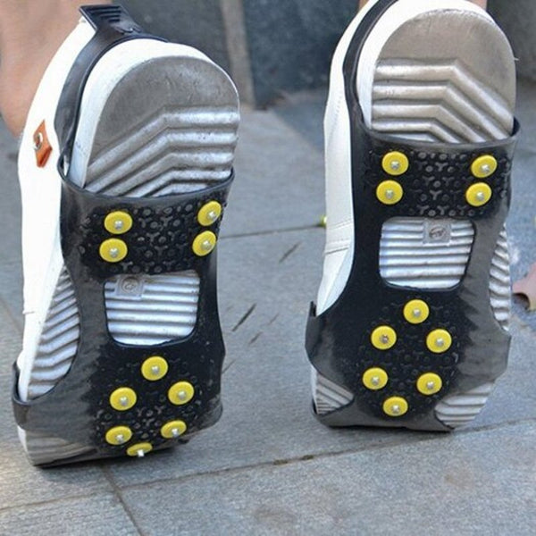 10 Tooth Simple Snow Anti Skid Shoe Cover Crampons Black L Other Clothing