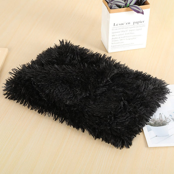 100X75cm Pet Mat Soft Fluffy Warm Fleece Blanket Black