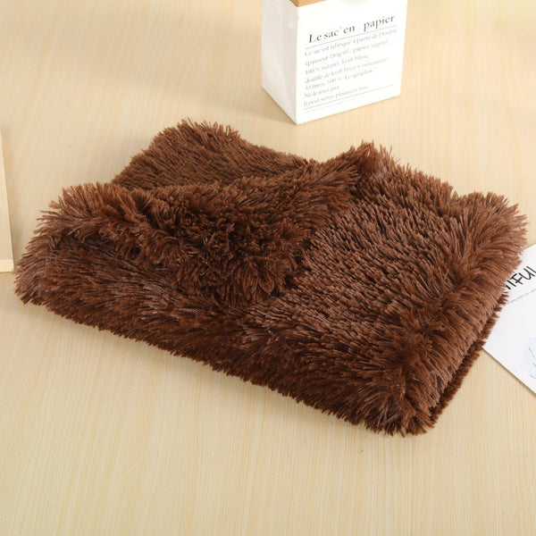 100X75cm Pet Mat Soft Fluffy Warm Fleece Blanket Brown