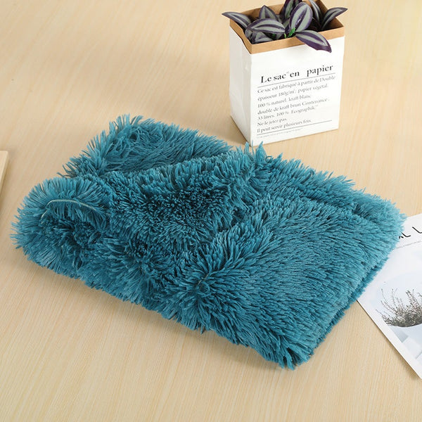 100X75cm Pet Mat Soft Fluffy Warm Fleece Blanket Steel Blue