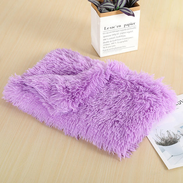 100X75cm Pet Mat Soft Fluffy Warm Fleece Blanket Purple