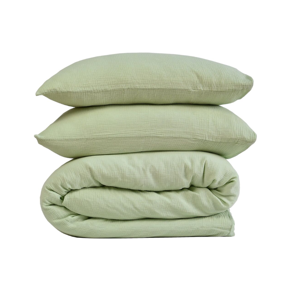 100% Cotton Muslin Duvet Quilt Cover Set W/ 2 Pillow Cases In Pastel Green King Quilt Covers