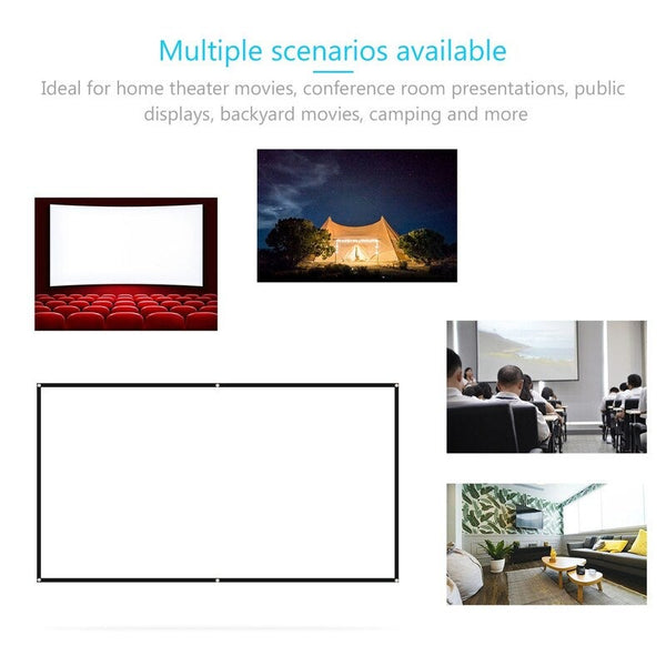 100 Inches Projector Screen Widescreen 16:9 Portable Projection Anti Crease Foldable Indoor Outdoor Movies For Office Projector Screens