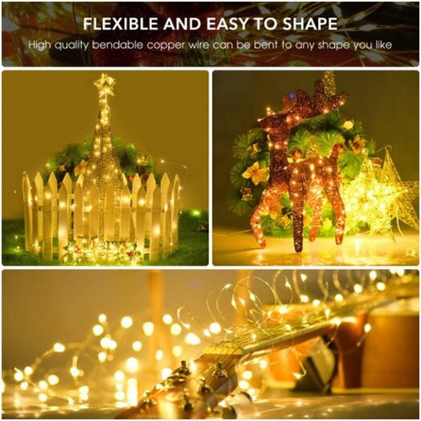 100 Led Solar Light Waterproof Copper Wire String Holiday Outdoor Strip Christmas Party Wedding Decoration Ip64 Warm White Seasonal Decorations