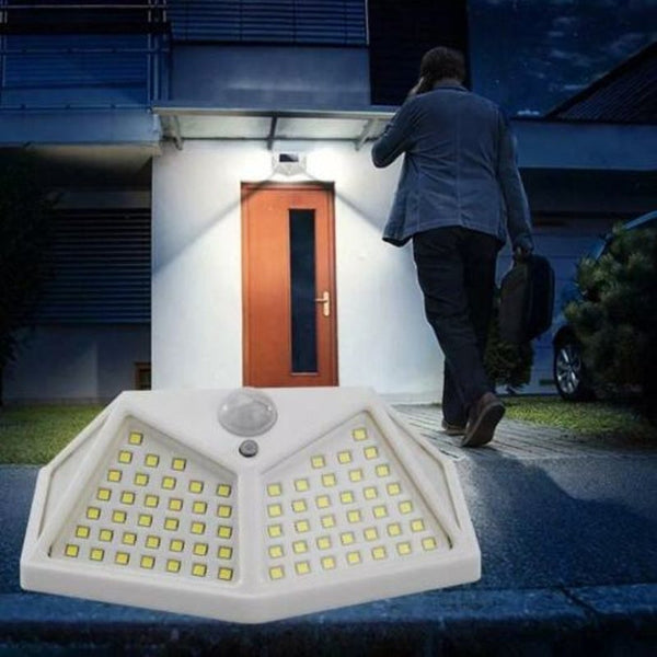 100 Led Solar Powered 1000Lm Pir Motion Sensor Wall Light Outdoor Garden Lamp 3 Modes White Landscape & Walkway Lights