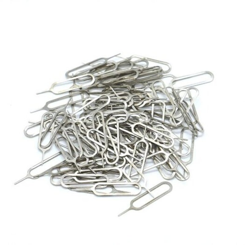 100 Pcs / Lot Sim Card Tray Remover Eject Pin Key Tool For Iphone Samsung More Silver Other Mobile Accessories