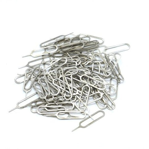 100 Pcs / Lot Sim Card Tray Remover Eject Pin Key Tool For Iphone Samsung More Silver Other Mobile Accessories
